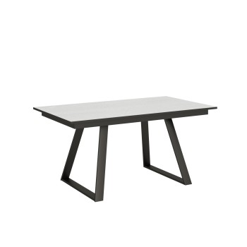 Table Bernadette - Table extensible 90x160/220 cm Bernadette Frêne Blanc structure Anthracite