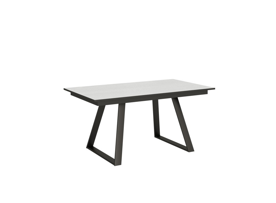 Table Bernadette - Table extensible 90x160/220 cm Bernadette Frêne Blanc structure Anthracite