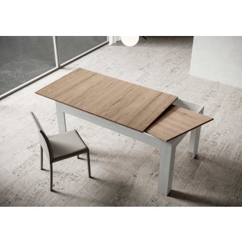 Table Bibi - Table extensible 90x120/180 cm Bibi Mix Spatolato Plateau Blanc - Piètement Spatolato Anthracite