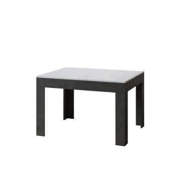 Table Bibi - Table extensible 90x120/180 cm Bibi Mix Spatolato Plateau Blanc - Piètement Spatolato Anthracite