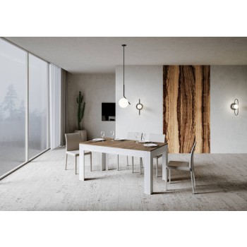 Table Bibi - Table extensible 90x160/220 cm Bibi Mix Spatolato Plateau Blanc - Piètement Spatolato Anthracite