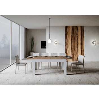 Table Bibi - Table extensible 90x160/220 cm Bibi Mix Spatolato Plateau Blanc - Piètement Spatolato Anthracite