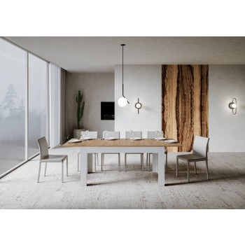 Table Bibi - Table extensible 90x160/220 cm Bibi Mix Spatolato Plateau Blanc - Piètement Spatolato Anthracite