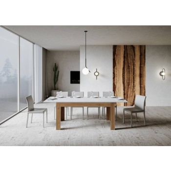 Table Bibi - Table extensible 90x160/220 cm Bibi Mix Spatolato Plateau Blanc - Piètement Spatolato Anthracite