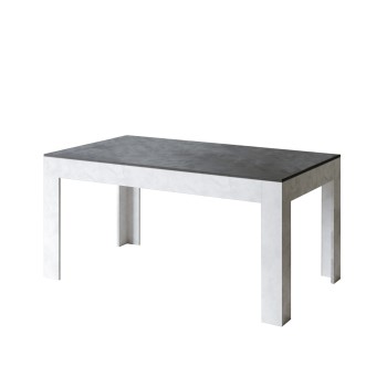 Table Bibi - Table extensible 90x160/220 cm Bibi Mix Spatolato Plateau Blanc - Piètement Spatolato Anthracite