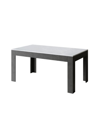 Table Bibi - Table extensible 90x160/220 cm Bibi Mix Spatolato Plateau Blanc - Piètement Spatolato Anthracite