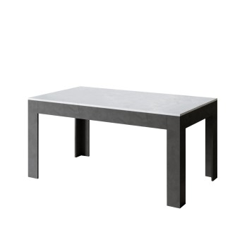 Table Bibi - Table extensible 90x160/220 cm Bibi Mix Spatolato Plateau Blanc - Piètement Spatolato Anthracite