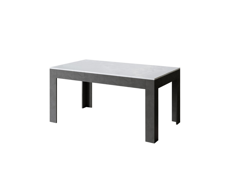 Table Bibi - Table extensible 90x160/220 cm Bibi Mix Spatolato Plateau Blanc - Piètement Spatolato Anthracite