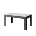 Table extensible 90x160/220 cm Bibi Mix Spatolato Plateau Blanc - Piètement Spatolato Anthracite