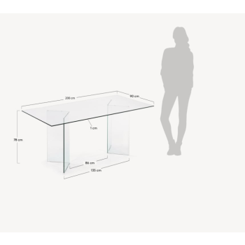 Table en verre Burano 200 x 90 cm