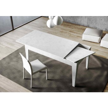 Table Cico - Table extensible 90x120/180 cm Cico Blanc Spatolato