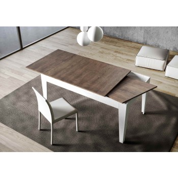 Table Cico - Table extensible 90x120/180 cm Cico Mix Spatulé Plateau Blanc - Piètement Spatulé Anthracite