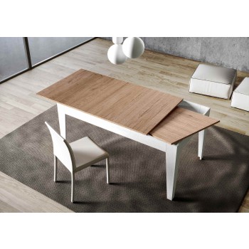 Table Cico - Table extensible 90x120/180 cm Cico Mix Spatulé Plateau Blanc - Piètement Spatulé Anthracite