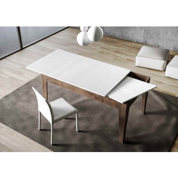 Table Cico - Table extensible 90x120/180 cm Cico Mix Spatulé Plateau Blanc - Piètement Spatulé Anthracite