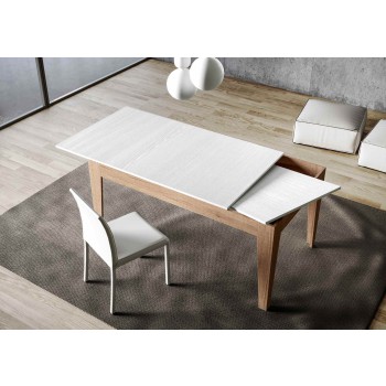 Table Cico - Table extensible 90x120/180 cm Cico Mix Spatulé Plateau Blanc - Piètement Spatulé Anthracite