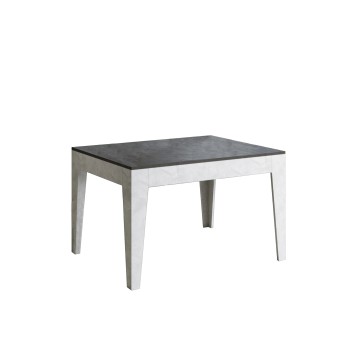 Table Cico - Table extensible 90x120/180 cm Cico Mix Spatulé Plateau Blanc - Piètement Spatulé Anthracite