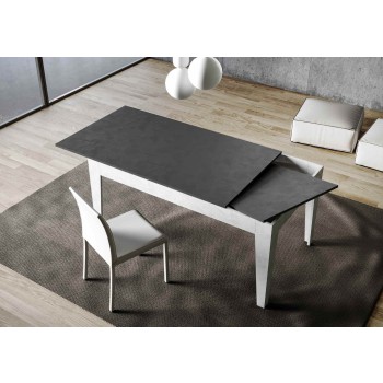 Table Cico - Table extensible 90x120/180 cm Cico Mix Spatulé Plateau Blanc - Piètement Spatulé Anthracite