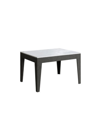 Table Cico - Table extensible 90x120/180 cm Cico Mix Spatulé Plateau Blanc - Piètement Spatulé Anthracite