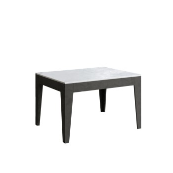 Table Cico - Table extensible 90x120/180 cm Cico Mix Spatulé Plateau Blanc - Piètement Spatulé Anthracite