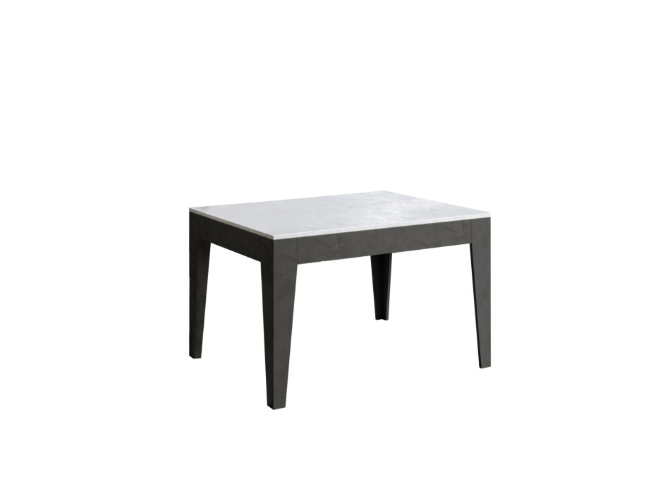 Table Cico - Table extensible 90x120/180 cm Cico Mix Spatulé Plateau Blanc - Piètement Spatulé Anthracite