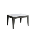 Table extensible 90x120/180 cm Cico Mix Spatolato Plateau Blanc - Piètement Spatolato Anthracite