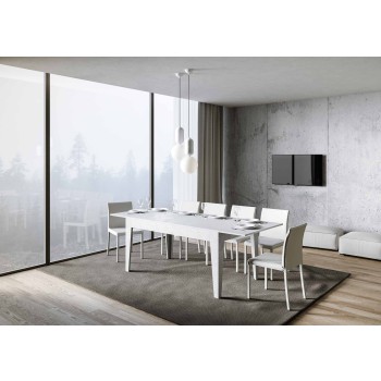 Table Cico - Table extensible 90x160/220 cm Cico Spatulé Blanc