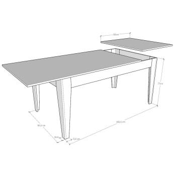 Table Cico - Table extensible 90x160/220 cm Cico Mix Spatulé Plateau Blanc - Piètement Spatulé Anthracite