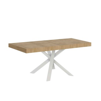 Table Clerk Premium - Table extensible 90x90/194 cm Plateau Clerk Premium Frêne Blanc - Pieds Blancs