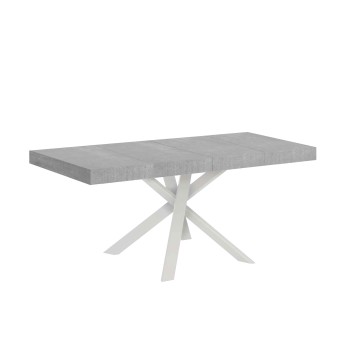 Table Clerk Premium - Table extensible 90x90/194 cm Plateau Clerk Premium Frêne Blanc - Pieds Blancs