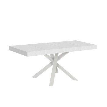 Table Clerk Premium - Table extensible 90x90/194 cm Plateau Clerk Premium Frêne Blanc - Pieds Blancs