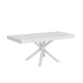 Table extensible 90x90/194 cm Plateau Clerk Premium - Pieds blancs