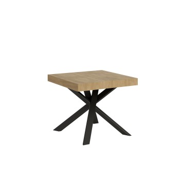 Table Clerk - Table extensible 90x90/194 cm Plateau Clerk Frêne Blanc - Pieds Anthracite