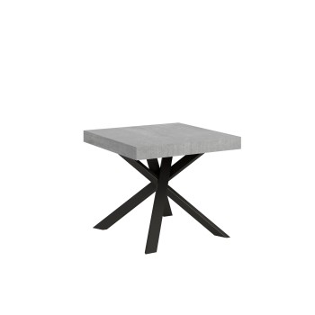 Table Clerk - Table extensible 90x90/194 cm Plateau Clerk Frêne Blanc - Pieds Anthracite