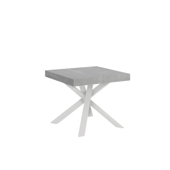 Table Clerk - Table extensible 90x90/194 cm Plateau Clerk Frêne Blanc - Pieds Blancs