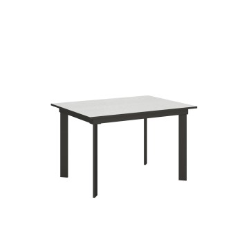 Table Cumar - Table extensible 90x120/180 cm Cumar Frêne Blanc structure Anthracite