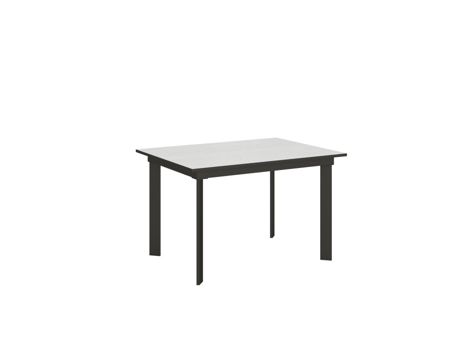 Table Cumar - Table extensible 90x120/180 cm Cumar Frêne Blanc structure Anthracite