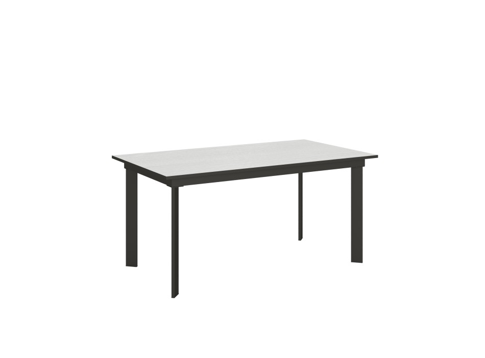 Table Cumar - Table extensible 90x160/220 cm Cumar Frêne Blanc structure Anthracite