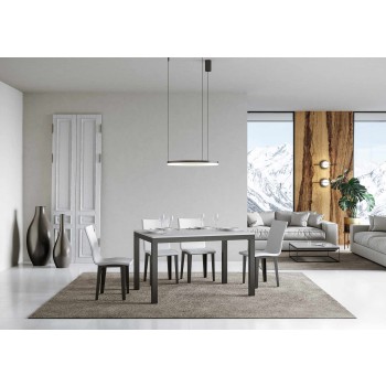 Table Everyday Evolution - Table extensible 90x120/224 cm Everyday Evolution Frêne Blanc Structure Anthracite