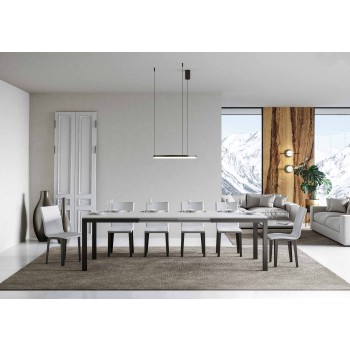 Table Everyday Evolution - Table extensible 90x120/224 cm Everyday Evolution Frêne Blanc Structure Anthracite