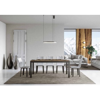 Table Everyday Evolution - Table extensible 90x160/264 cm Everyday Evolution Frêne Blanc Structure Anthracite