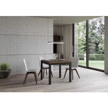 Table Everyday Libra Anthracite - Table ouvrante 90x90/180 cm Everyday Libra Chêne Nature Structure Anthracite