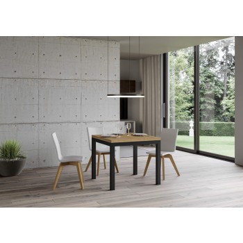 Table Everyday Libra Anthracite - Table ouvrante 90x90/180 cm Everyday Libra Chêne Nature Structure Anthracite