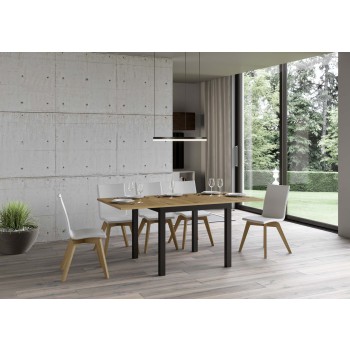 Table Everyday Libra Anthracite - Table ouvrante 90x90/180 cm Everyday Libra Chêne Nature Structure Anthracite