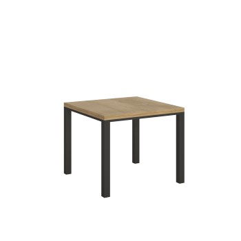 Table Everyday Libra Anthracite - Table ouvrante 90x90/180 cm Everyday Libra Chêne Nature Structure Anthracite