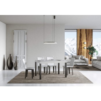 Table Everyday Premium - Table extensible 90X120/224 cm Everyday Premium Frêne Blanc Structure Anthracite