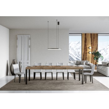 Table Everyday Premium - Table extensible 90X120/224 cm Everyday Premium Frêne Blanc Structure Anthracite