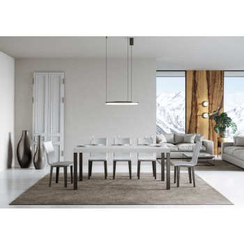 Table Everyday Premium - Table extensible 90x160/264 cm Everyday Premium Frêne Blanc Structure Anthracite