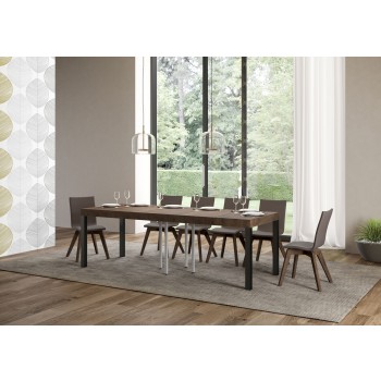 Table Everyday Premium - Table extensible 90x90/246 cm Everyday Premium Frêne Blanc Structure Anthracite