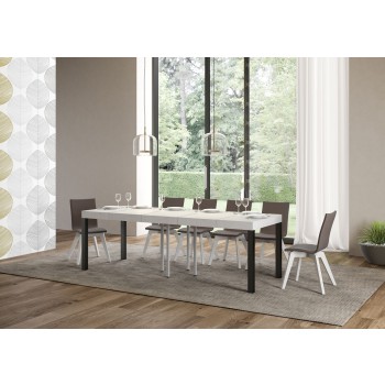 Table Everyday Premium - Table extensible 90x90/246 cm Everyday Premium Frêne Blanc Structure Anthracite