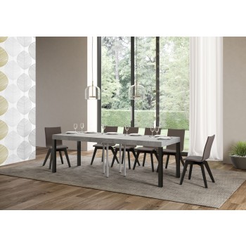 Table Everyday Premium - Table extensible 90x90/246 cm Everyday Premium Frêne Blanc Structure Anthracite